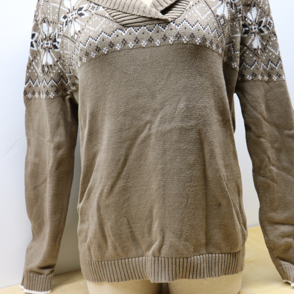 Studio Works Brown Vneck Long Sleeve Sweater - Picture 2 of 5